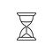 Vector illustration of desk hourglass. Line icon of table sand c