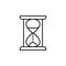 Vector illustration of desk hourglass. Line icon of tabletop san