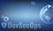 Vector illustration of DevSecOps typography in a futuristic backgroud. Cybersecurity concept