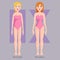 Vector illustration of different body shape types characters standing beauty figure cartoon model.