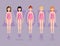 Vector illustration of different body shape types characters standing beauty figure cartoon model.