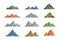 Vector illustration of different mountain icons in flat design isolated vector