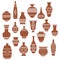 Vector illustration of different vases and pots