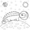 Vector illustration of dinosaur astronaut in space, Ankylosaurus - Coloring book for children