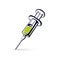 Vector illustration of disposable syringe isolated background. Get your flu shot marketing theme