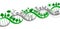 Vector illustration of DNA interweaving of human life and industry with nature