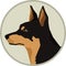 Vector illustration Dog collection Black and Tan Australian Kelpie  Geometric style Round frame