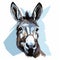 Vector Illustration Of A Donkey Head In Dappled Brushwork Style