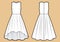 Vector illustration of dress. Front and back. Women`s clothes