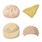 Vector illustration of dumplings and food logo. Collection of dumplings and stuffed stock symbol for web.