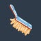 Vector illustration of dustpan brush for cleaning on dark.