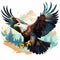 Vector illustration of an eagle with it\\\'s wings wide spread