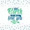 Vector illustration of Earth day greeting text card on seamless pattern