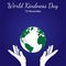 Vector illustration, Earth with a pair of hands, as an icon, banner or template, World Kindness Day, which is held every November