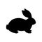 Vector illustration of Easter bunny silhouette. Black rabbit silhouette