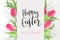 Vector illustration of easter day greetings banner template with hand lettering label - happy easter- with realistic