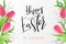 Vector illustration of easter day greetings banner template with hand lettering label - happy easter- with realistic