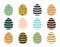 Vector illustration of easter eggs set with striped pink blue gold eggs