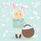 Vector illustration of Easter girl with bunny ears.