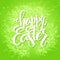 Vector illustration of easter greetings card with lettering - happy easter - with grass frame