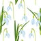 vector illustration of Easter theme, seamless pattern with bouquet of spring flowers snowdrops, white flowers, buds and