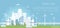 Vector illustration of Eco city concept. Big modern city skyline in flat style with place for text. city skyline with