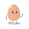 Vector illustration of egg character with cute expression, happy, walking
