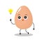 Vector illustration of egg character with cute expression, smart, get an idea