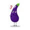 Vector illustration of eggplant character with cute expression, curious, happy, funny