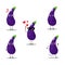 Vector illustration of eggplant character with various cute expression, cool, lovely, funny,