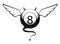 Vector illustration of eight ball with horns and tail