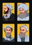 vector illustration of eight Islamic scholars. Ibn Sina, Al-Battani, Ibn Khaldun, Al-Biruni