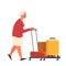 Vector illustration of elderly tourist woman with laggage