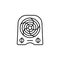Vector illustration of electric portable fan heater. Line icon o