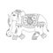 Vector illustration of elephant in ethnic style. Indian style decorated ornate elephant.