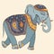 Vector illustration of an elephant. Indian style