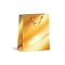 Vector illustration of empty gift gold paper shopping bag with gold ribbon for advertising, branding. Isolated mock up