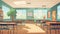 Vector illustration of empty kinder garden class room