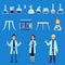 Vector illustration of equipment and characters in chemistry laboratory