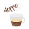 Vector illustration of an Espresso Doppio coffee cup icon with its preparation and proportions