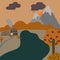 Vector illustration of evening autumn scenery.