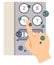 A vector illustration of an example in which a virus attaches by touching the elevator button that everyone uses.