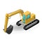 Vector illustration of the excavator, construction isometric