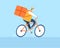 Vector illustration Express delivery. Courier on a bicycle delivering order.