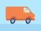 Vector illustration Express delivery. Courier on a van delivering order.