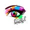 Vector illustration eye human black eyeball look white eyesight vision