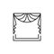 Vector illustration of fabric valance with central fan drapery.