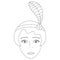 Vector illustration of the face of an elegant girl from 1920. Short hair. Hairstyle a la Garcon.