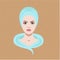 Vector illustration with a face of girl with towel on head for spa salons and cosmetology