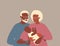 Vector illustration - family of black people. grandparents and baby.